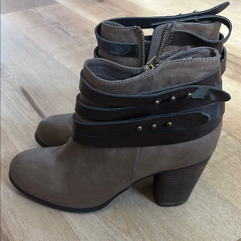 Madden Girl Brown and Black Heeled Boots with Chunky Heel